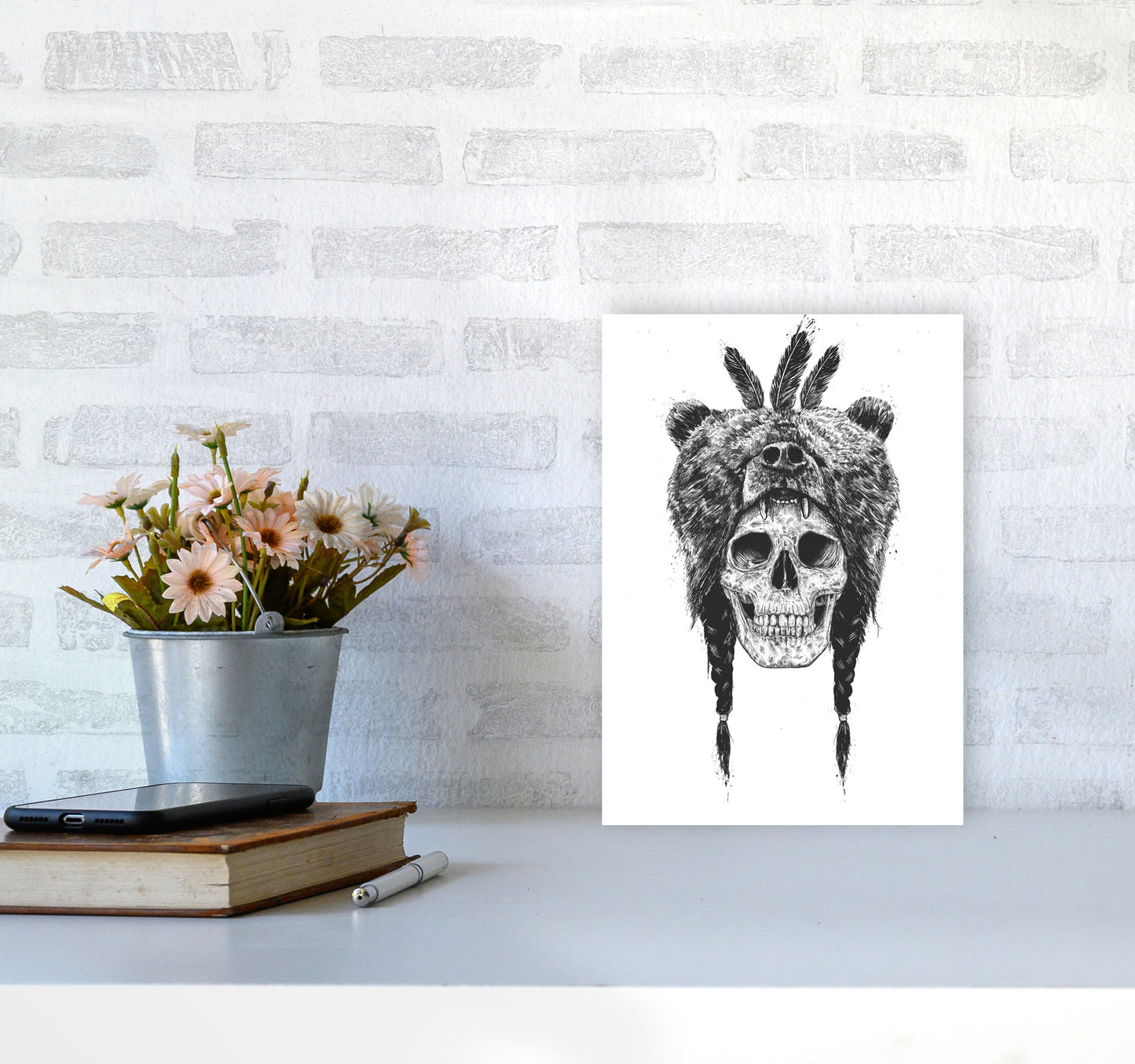 Dead Shaman B&W Gothic Art Print by Balaz Solti A4 Black Frame