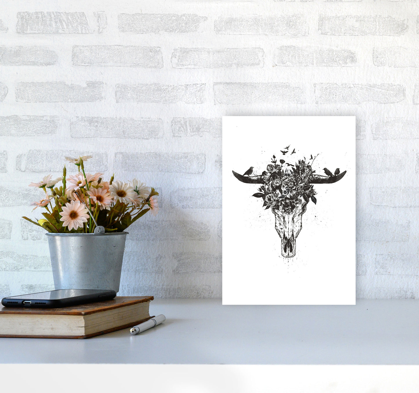 Dead Summer B&W Animal Art Print by Balaz Solti A4 Black Frame