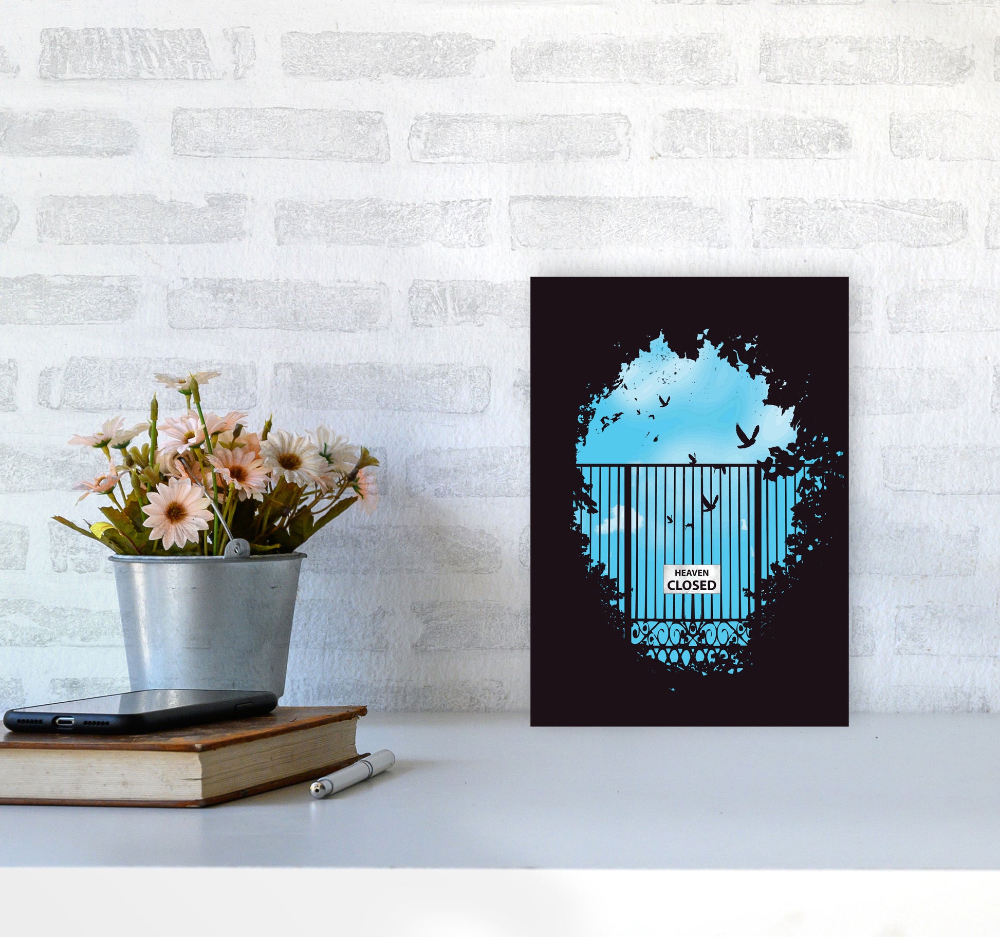 Heavens Door Art Print by Balaz Solti A4 Black Frame