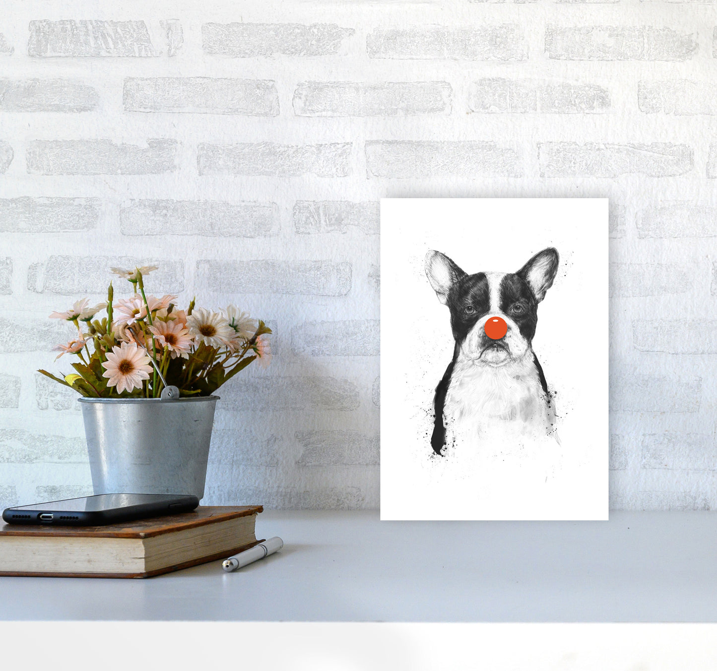 I'm Not Your Clown Bulldog Animal Art Print by Balaz Solti A4 Black Frame