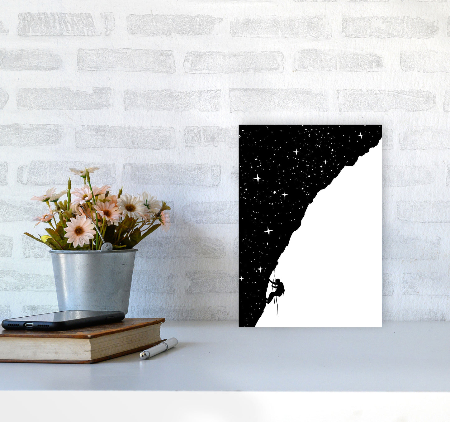 Night Climber B&W Art Print by Balaz Solti A4 Black Frame
