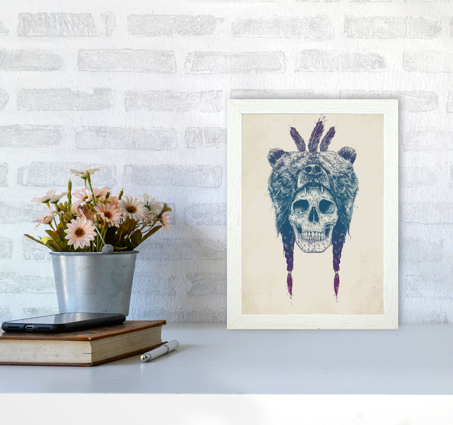 Dead Shaman Gothic Art Print by Balaz Solti A4 Oak Frame