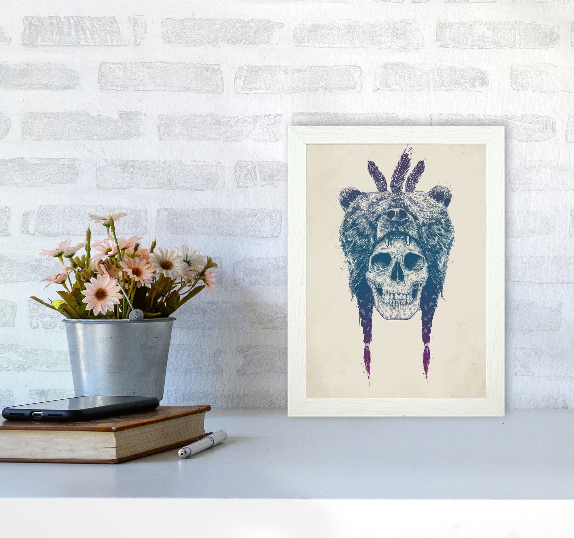 Dead Shaman Gothic Art Print by Balaz Solti A4 Oak Frame