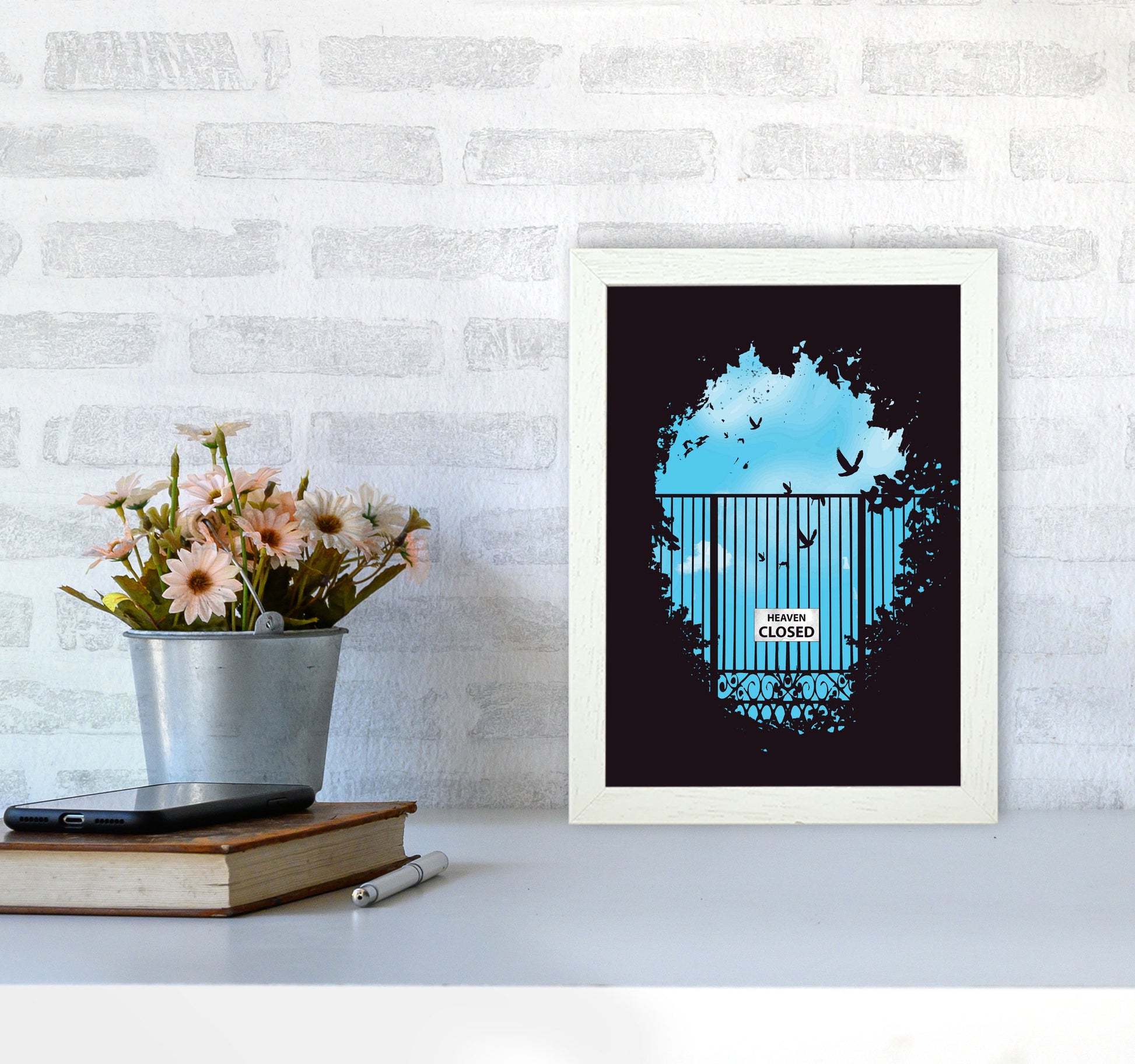 Heavens Door Art Print by Balaz Solti A4 Oak Frame