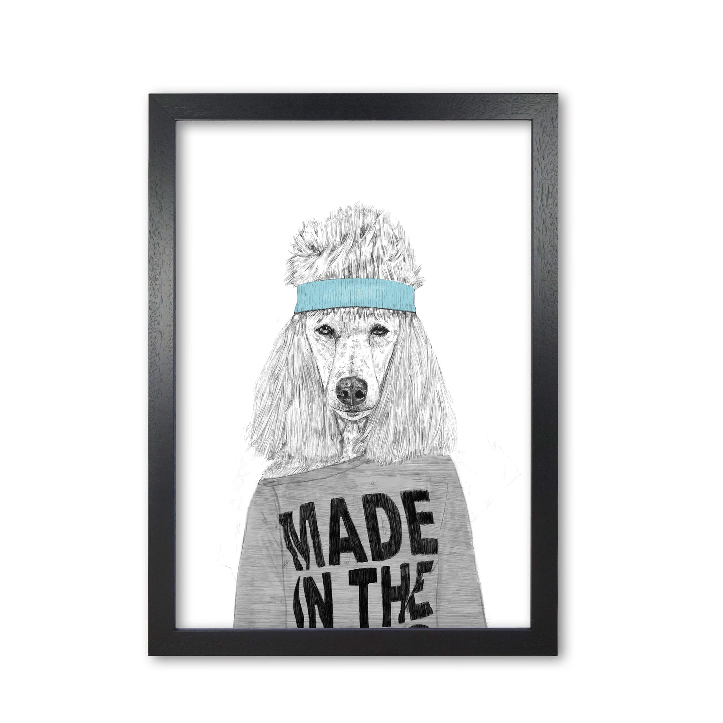80's Bitch Dog Animal Modern Art Print by Balaz Solti Black Grain