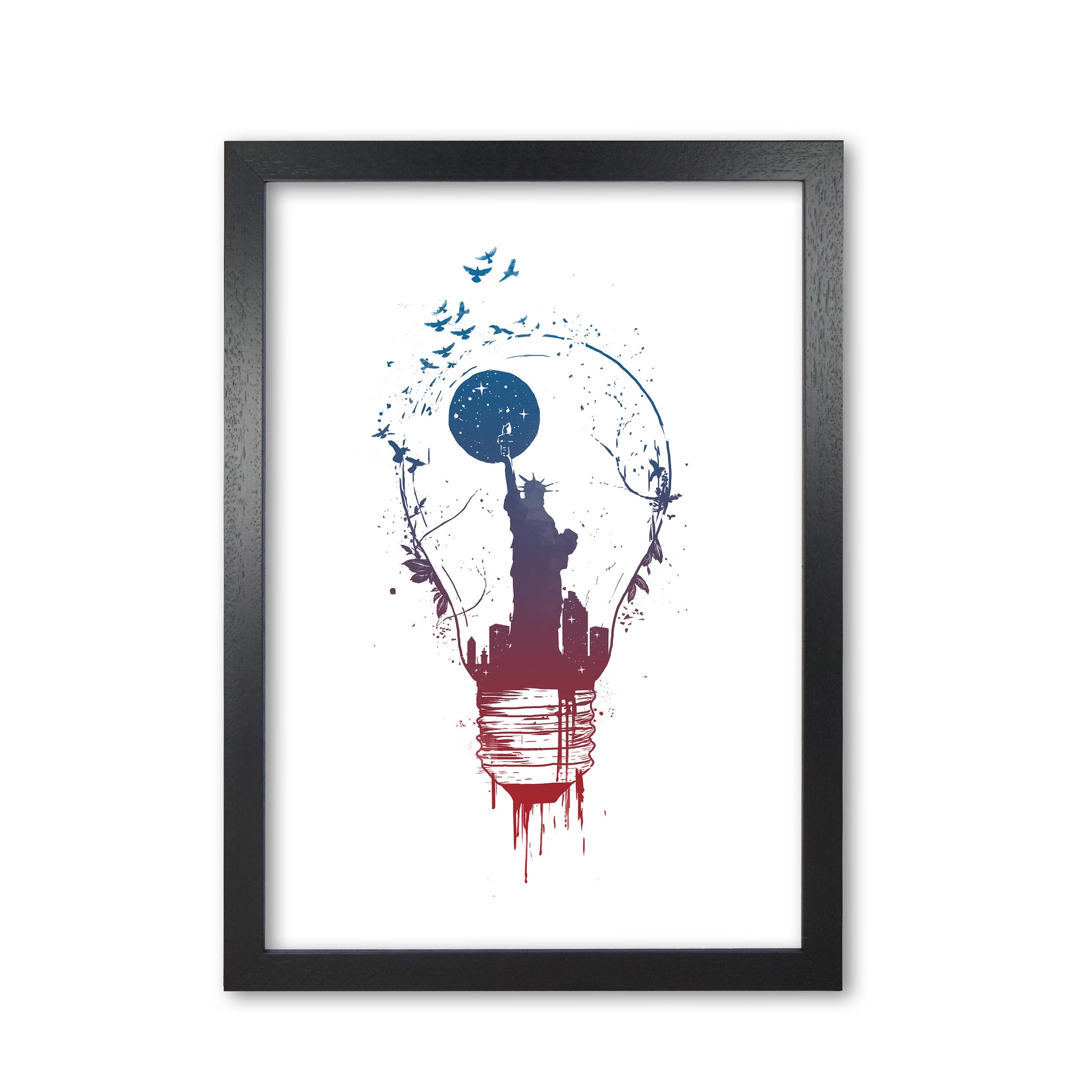 Big City Lights Art Print by Balaz Solti Black Grain