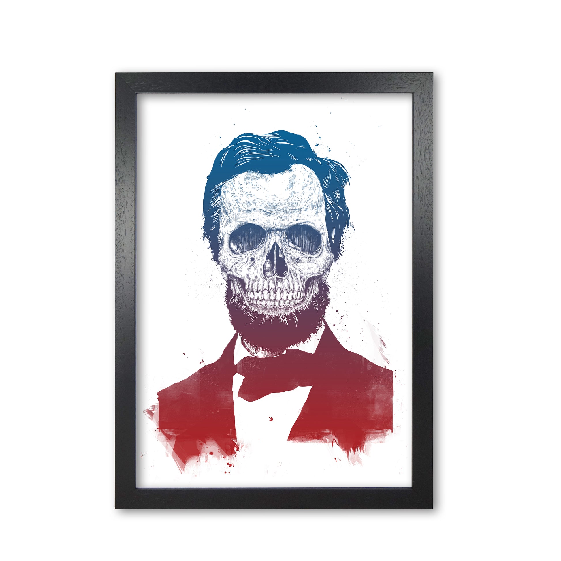Dead Lincoln Skull Modern Art Print by Balaz Solti Black Grain