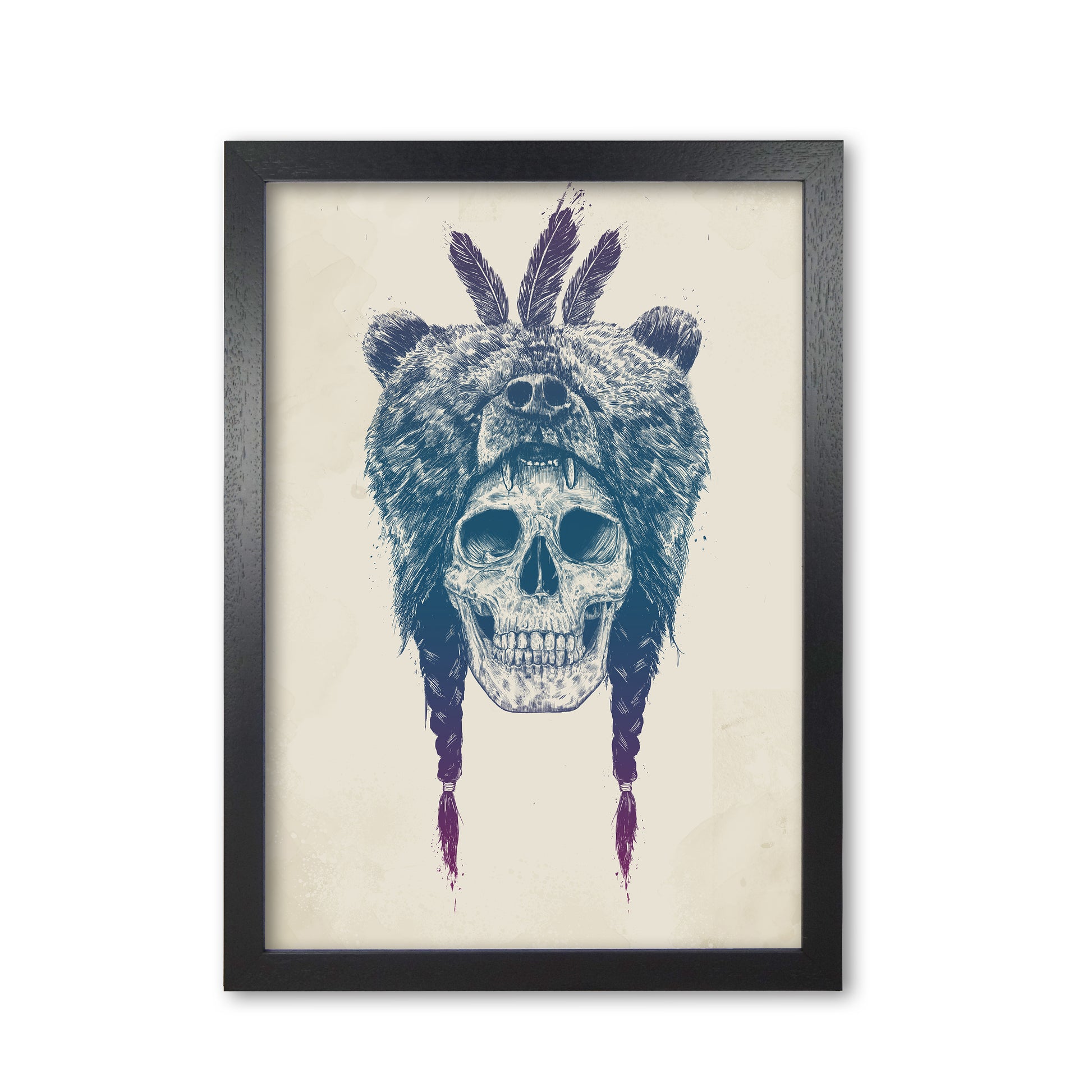 Dead Shaman Gothic Art Print by Balaz Solti Black Grain