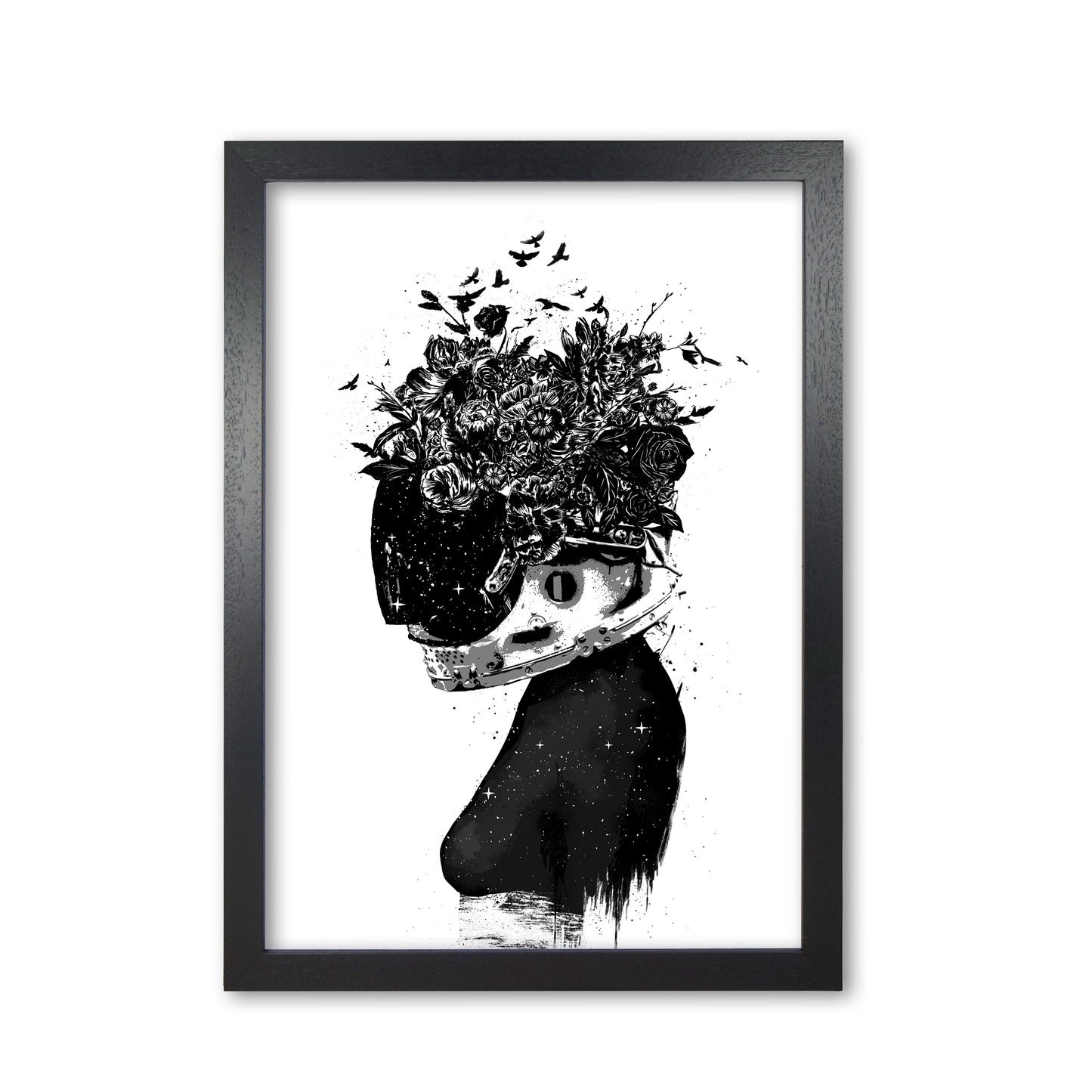 Hybrid Girl Art Print by Balaz Solti Black Grain