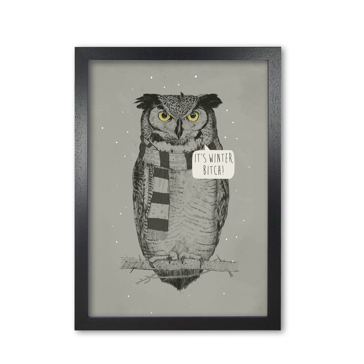 It's Winter B*tch Animal Art Print by Balaz Solti Black Grain