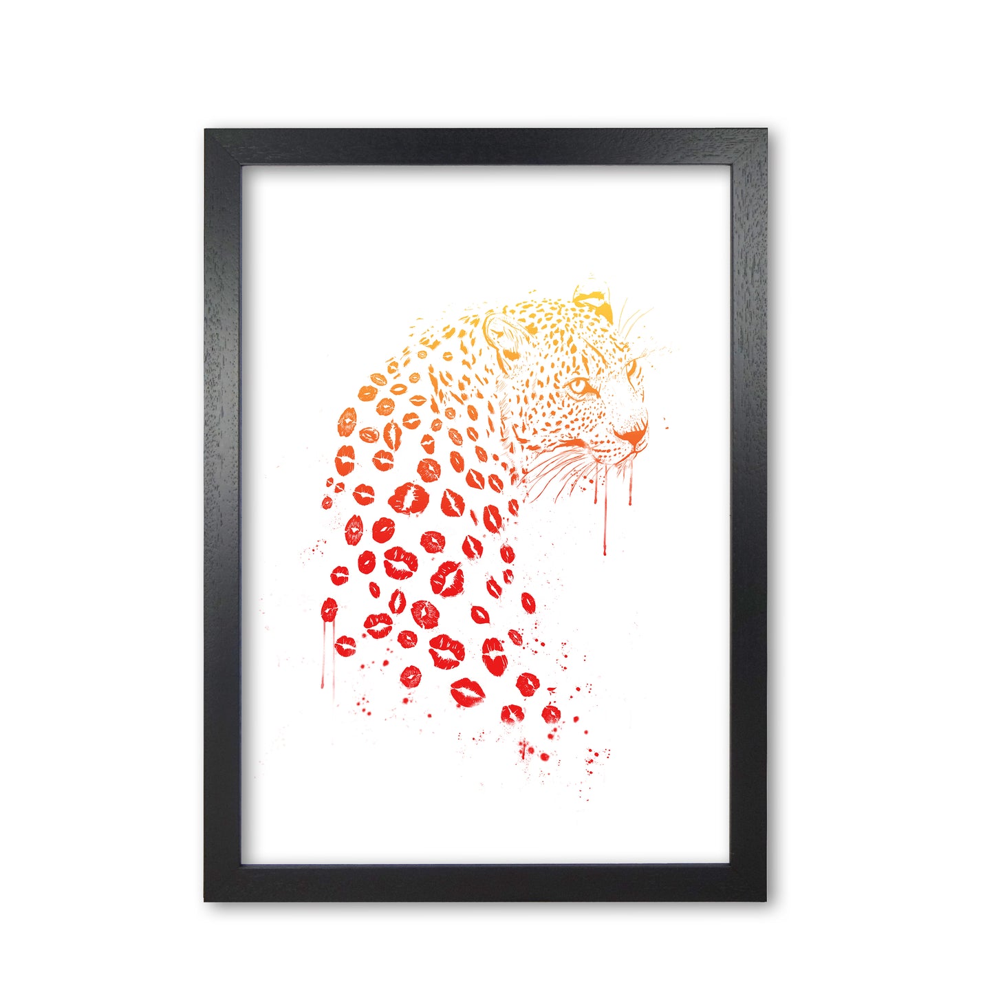 Kiss Me Leopard Animal Art Print by Balaz Solti Black Grain