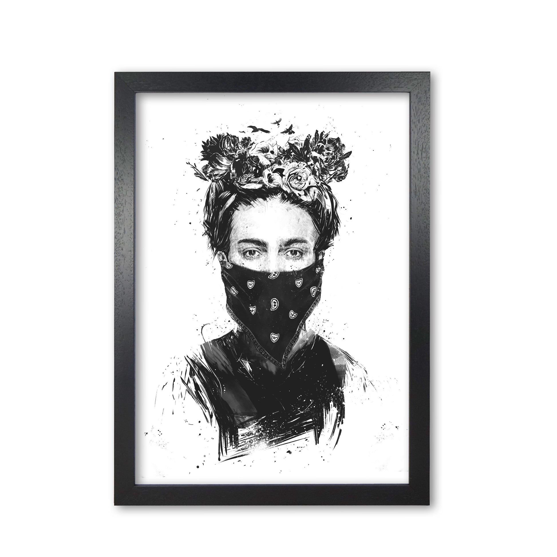 Rebel Girl Art Print by Balaz Solti Black Grain