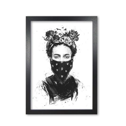Rebel Girl Art Print by Balaz Solti Black Grain