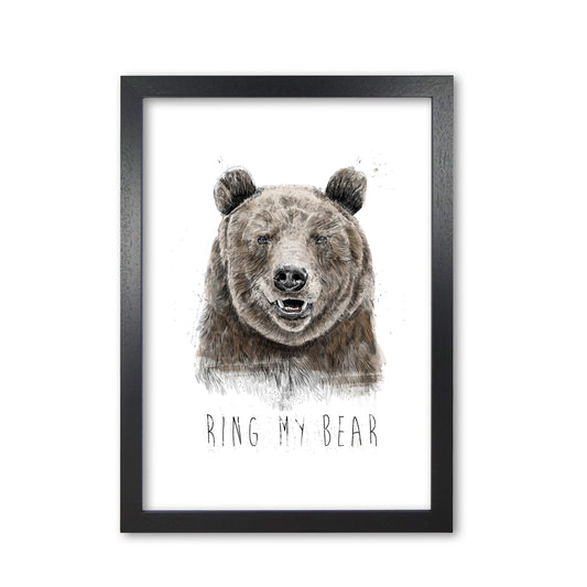 Ring My Bear Animal Art Print by Balaz Solti Black Grain