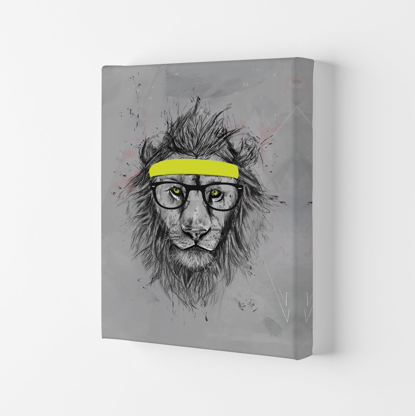 Hipster Lion Animal Art Print by Balaz Solti Canvas