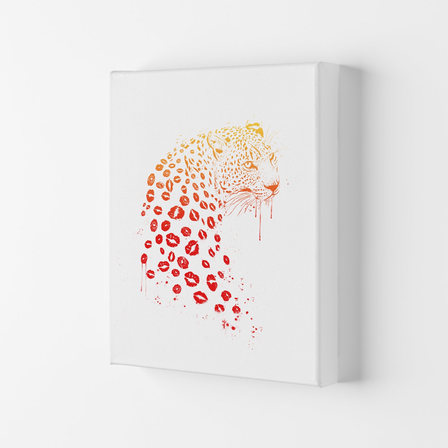 Kiss Me Leopard Animal Art Print by Balaz Solti Canvas