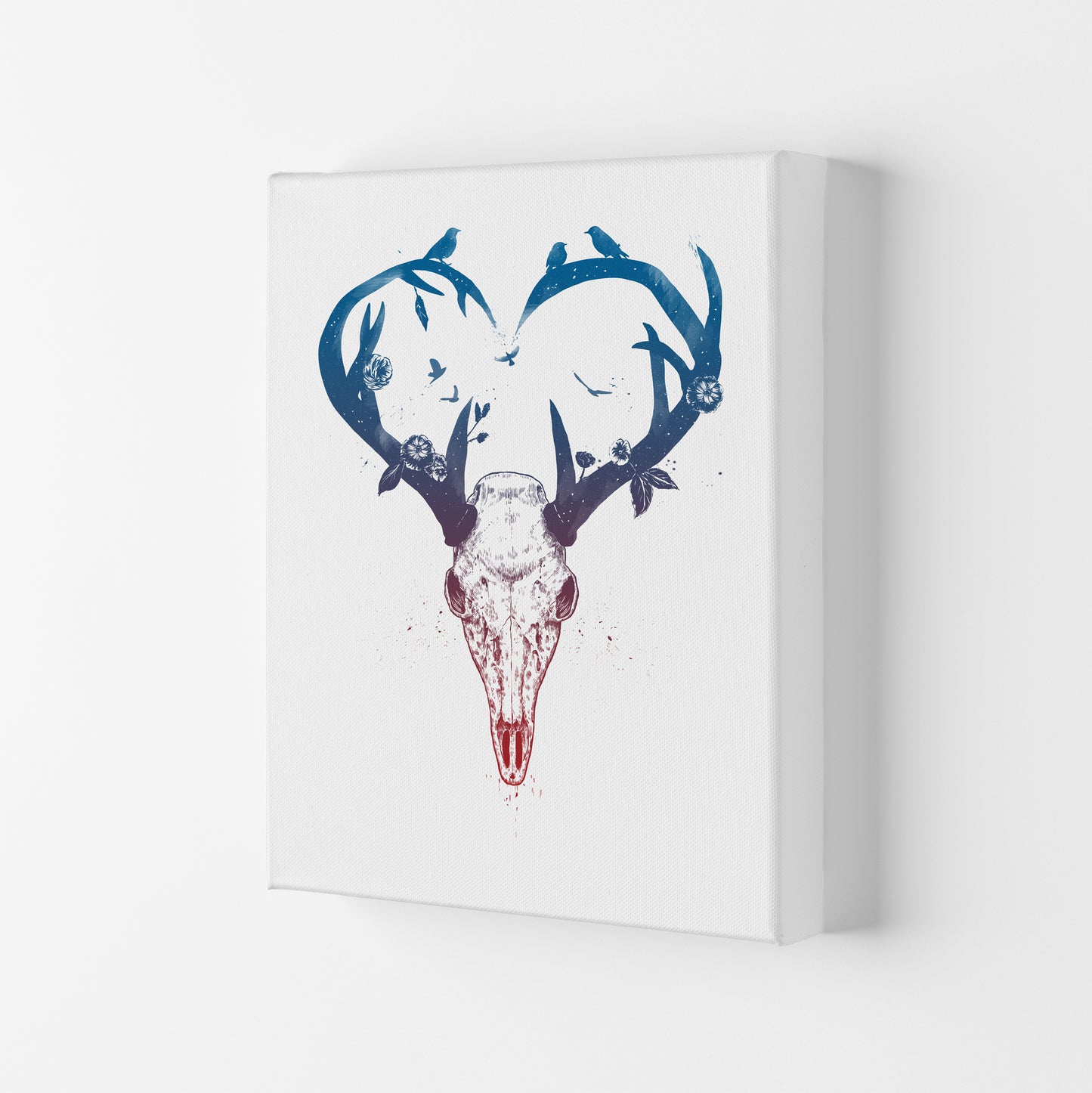 Never-ending Love Deer Skull Animal Art Print by Balaz Solti Canvas
