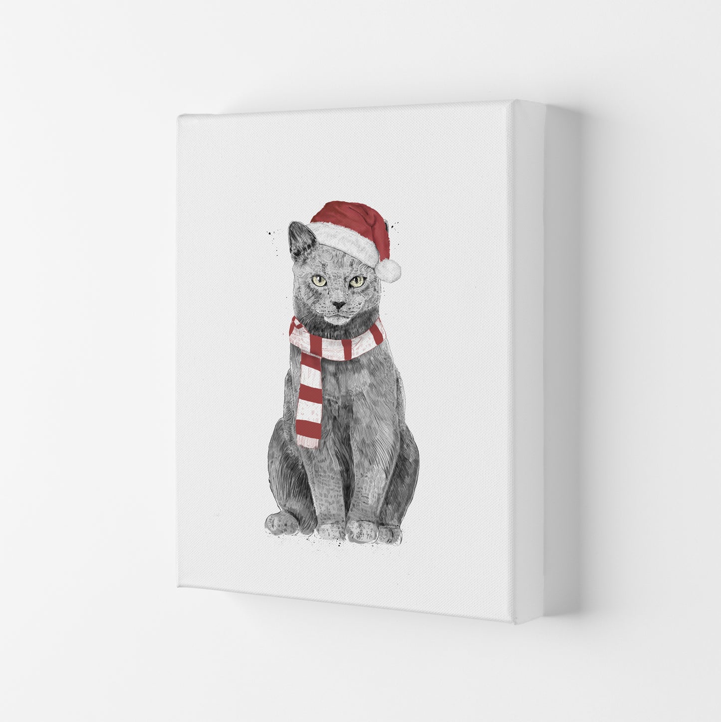 Christmas Cat Animal Art Print by Balaz Solti Canvas