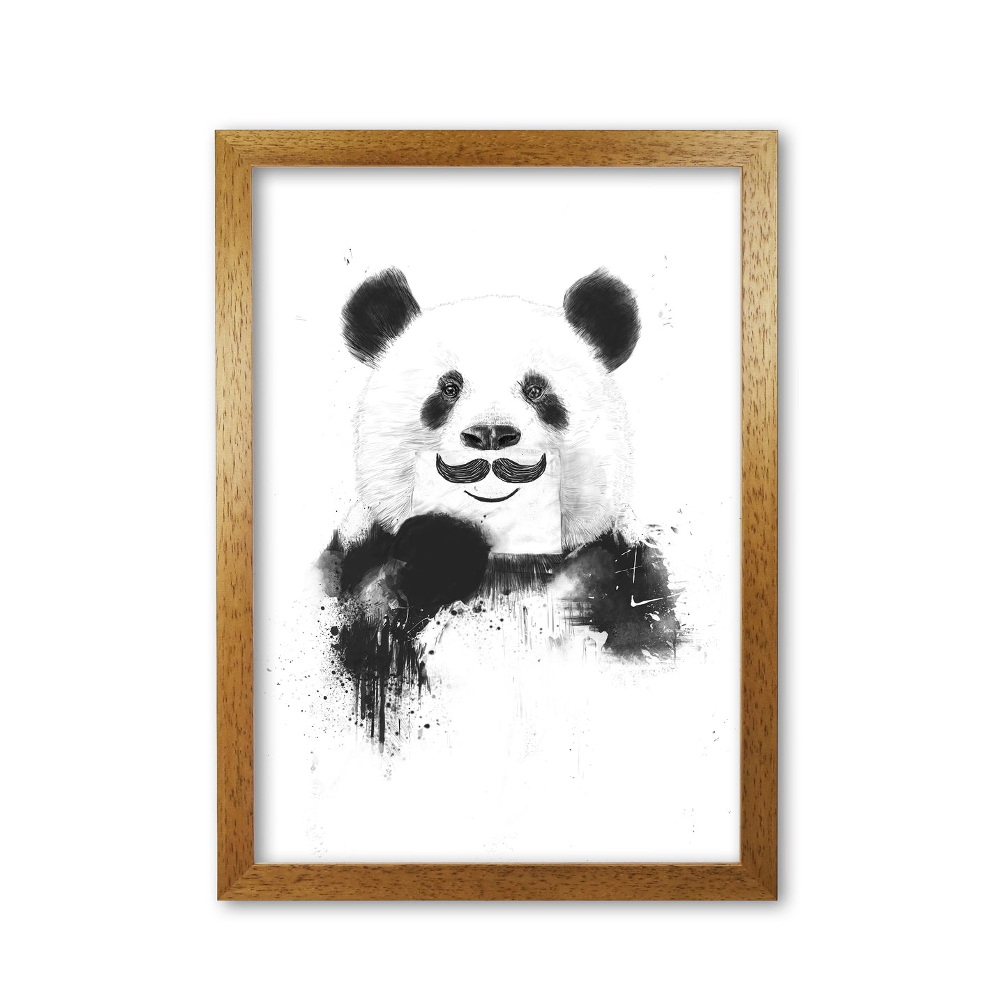 Funny Panda Animal Art Print by Balaz Solti Oak Grain