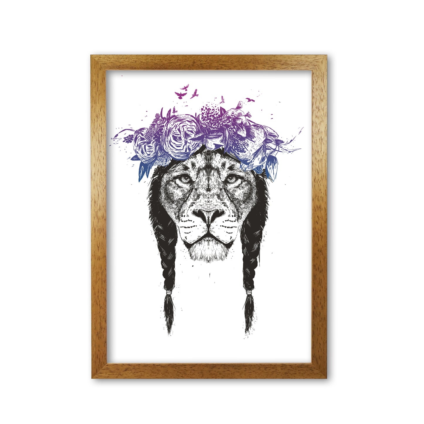 King Of Lions Animal Art Print by Balaz Solti Oak Grain