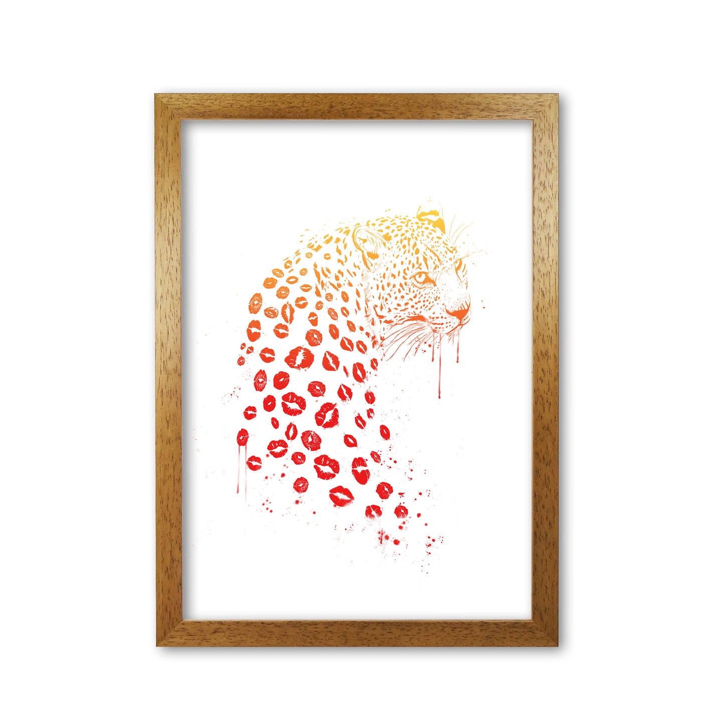 Kiss Me Leopard Animal Art Print by Balaz Solti Oak Grain