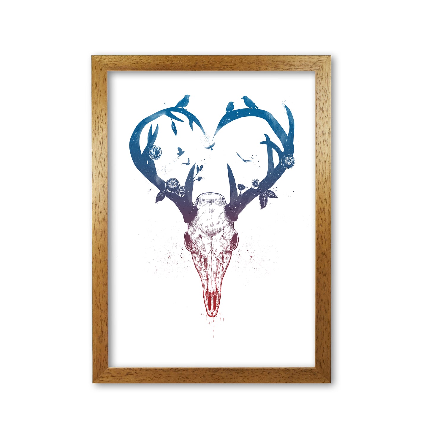 Never-ending Love Deer Skull Animal Art Print by Balaz Solti Oak Grain