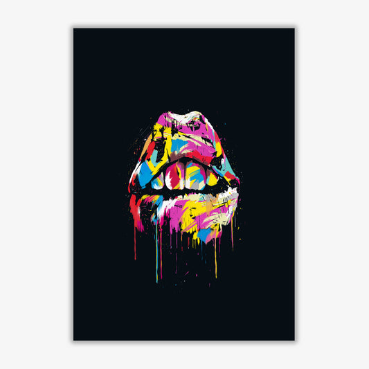 Colourful Lips Modern Art Print by Balaz Solti Print Only