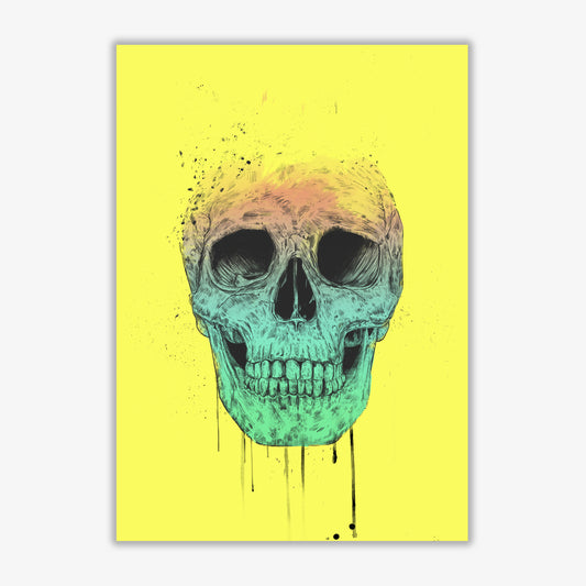 Yellow Pop Art Skull Art Print by Balaz Solti Print Only