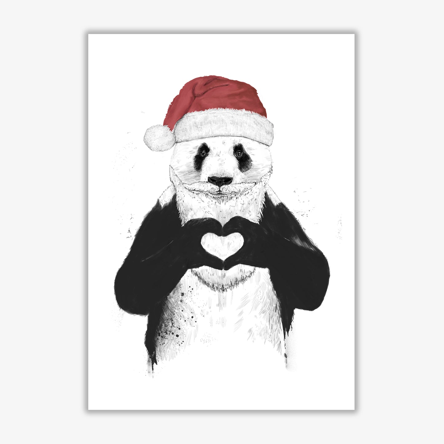 Santa Panda Animal Art Print by Balaz Solti Print Only