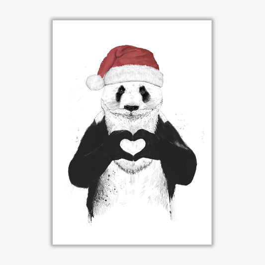 Santa Panda Animal Art Print by Balaz Solti Print Only