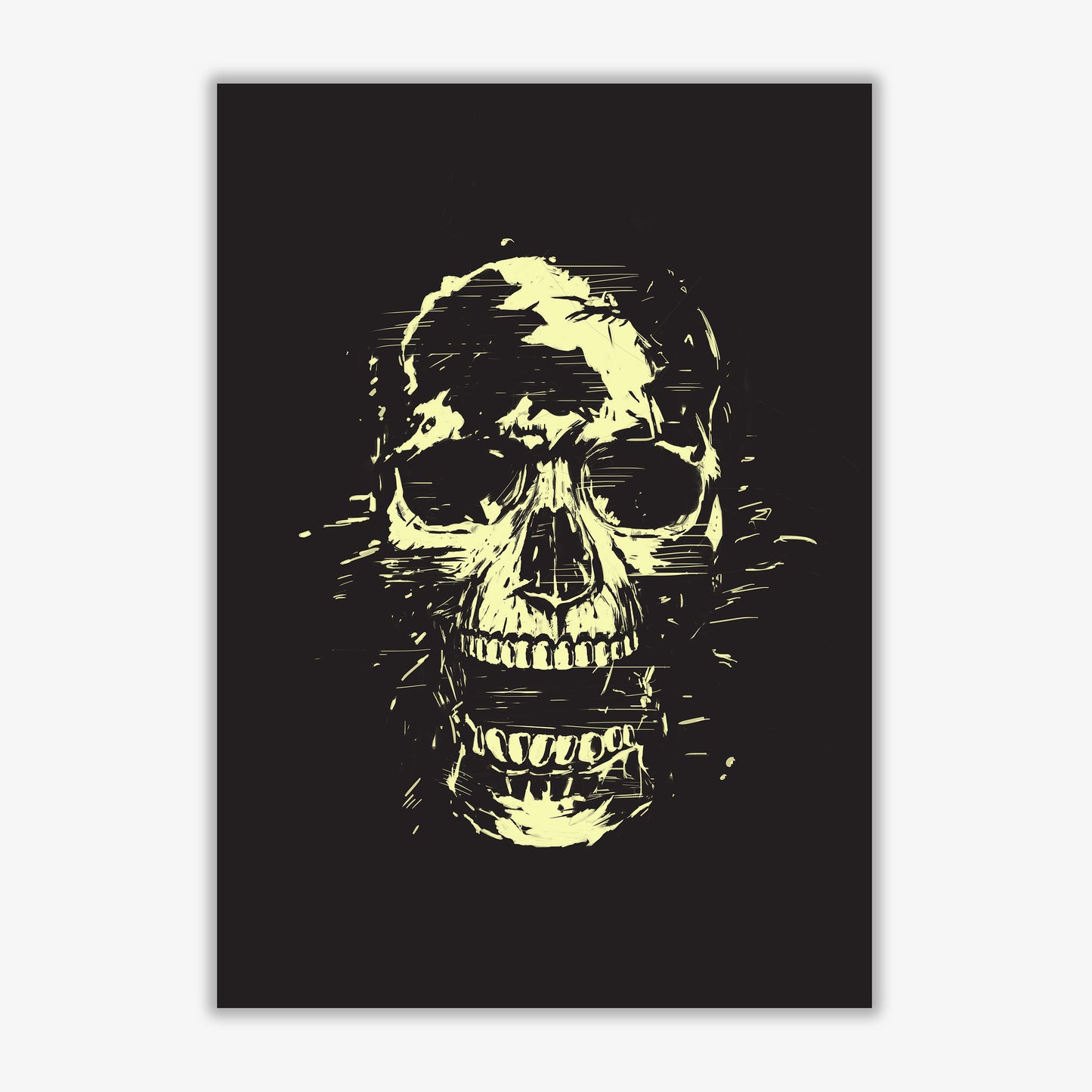 Scream Skull Black Art Print by Balaz Solti Print Only