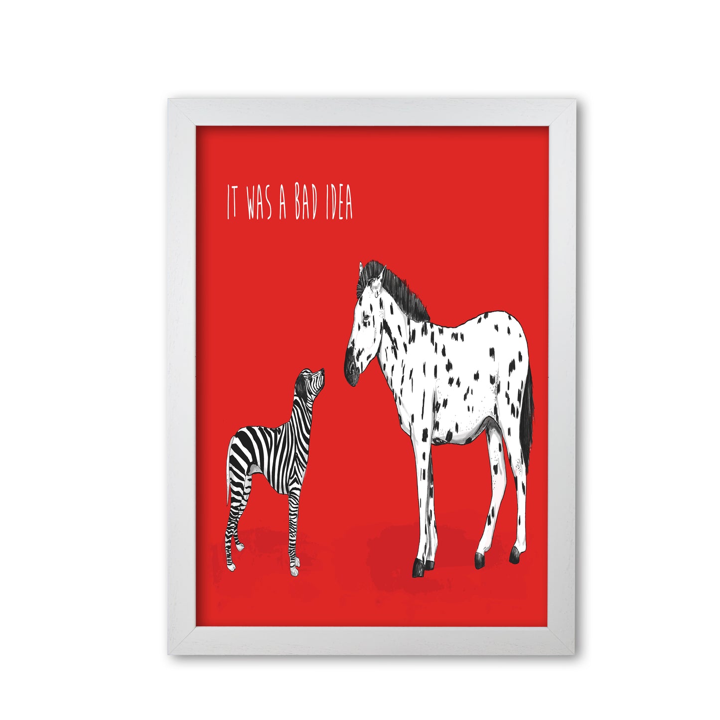 It Was A Bad Idea Humorous Animals Animal Art Print by Balaz Solti White Grain