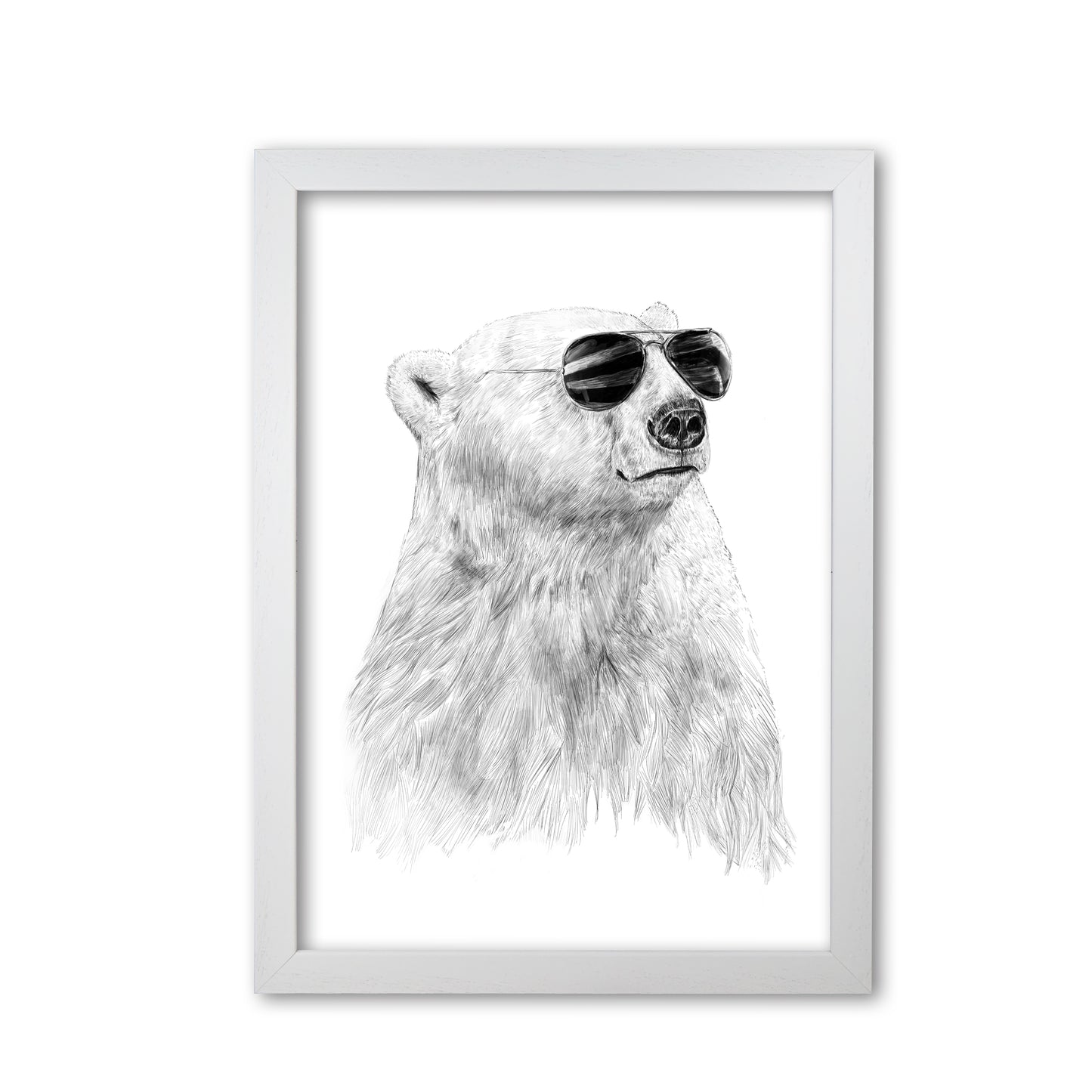 Don't Let The Sun Go Down Bear Animal Art Print by Balaz Solti White Grain
