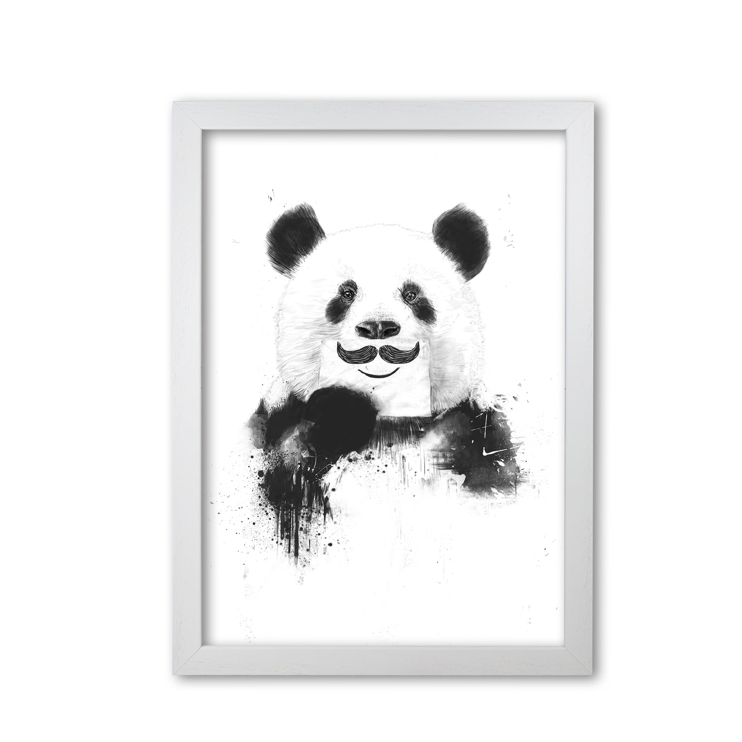 Funny Panda Animal Art Print by Balaz Solti White Grain