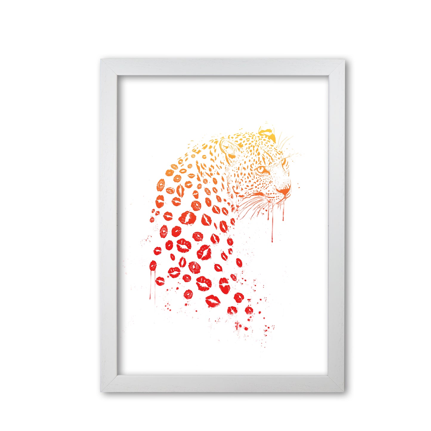 Kiss Me Leopard Animal Art Print by Balaz Solti White Grain