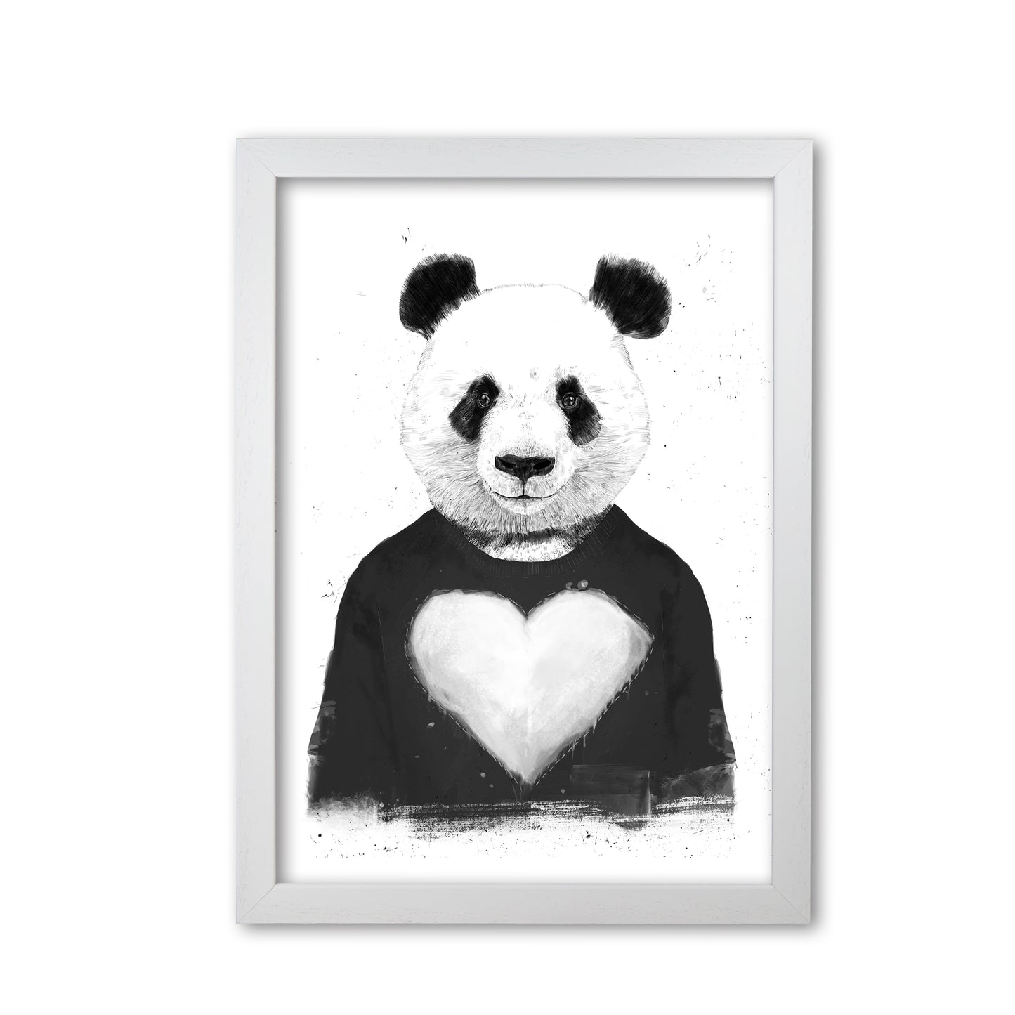 Lovely Panda Animal Art Print by Balaz Solti White Grain