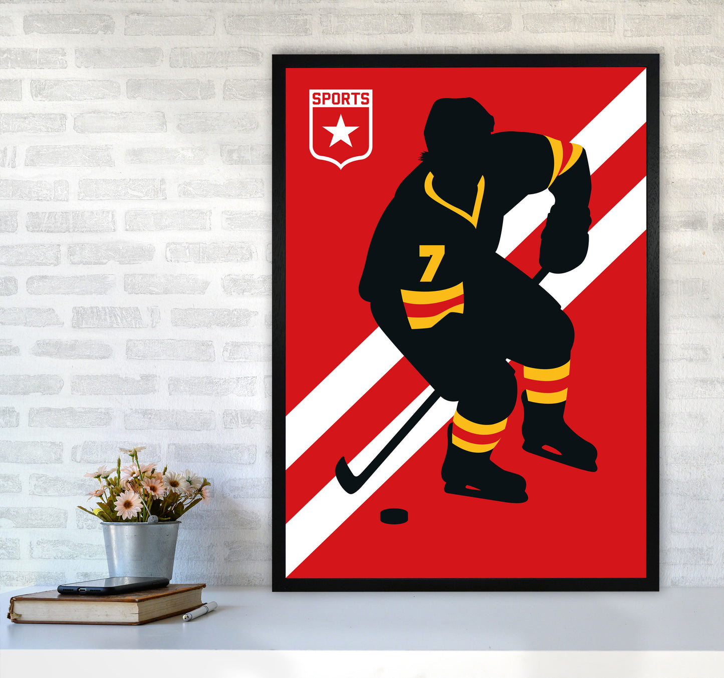 Icehockey Art Print by Bo Lundberg A1 White Frame