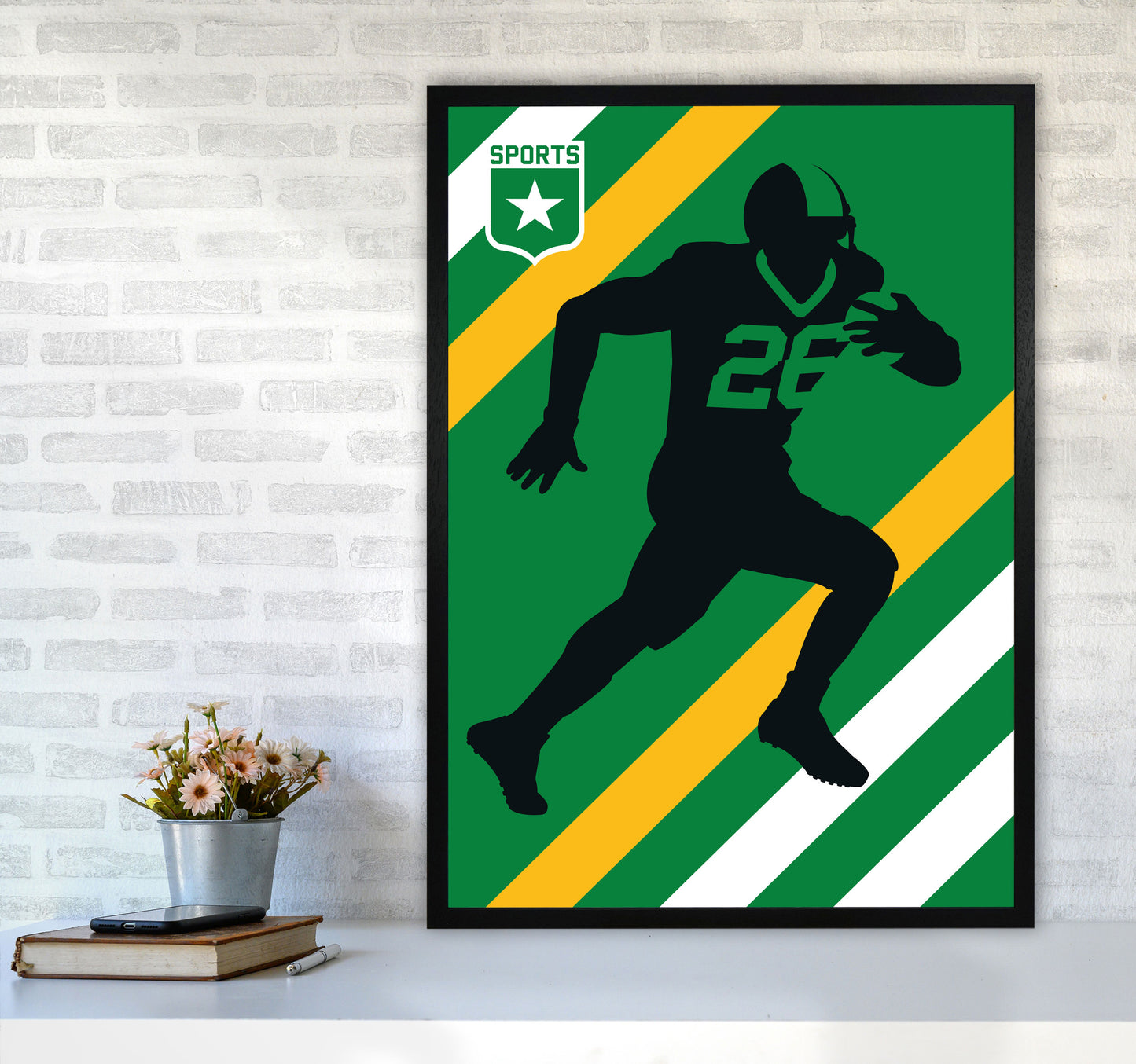 American Football Art Print by Bo Lundberg A1 White Frame