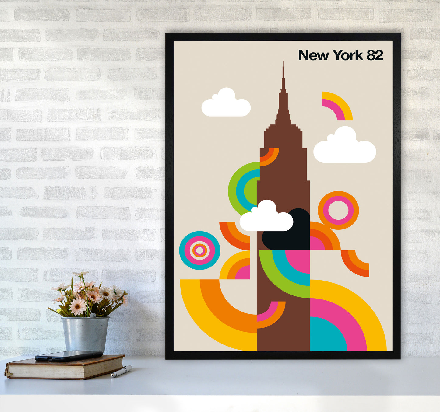 New York 82 Art Print by Bo Lundberg A1 White Frame