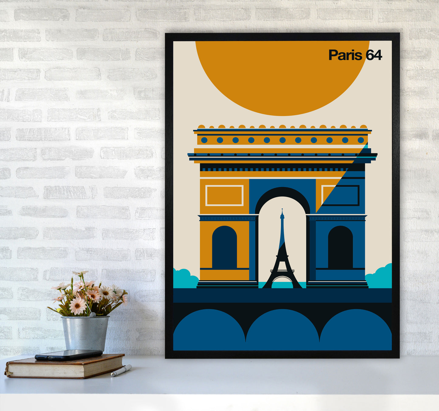 Paris 64 Art Print by Bo Lundberg A1 White Frame