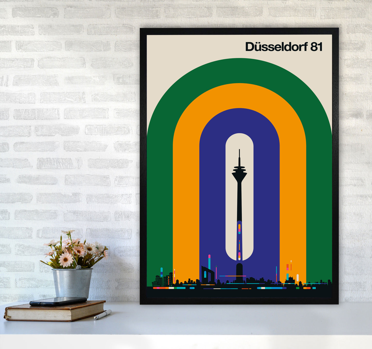 Düsseldorf 81 Art Print by Bo Lundberg A1 White Frame