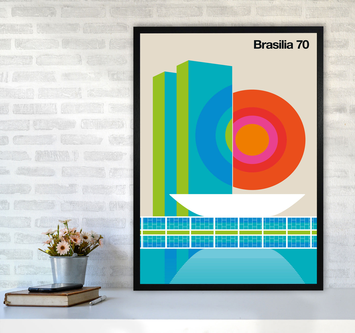 Brasilia 70 Art Print by Bo Lundberg A1 White Frame