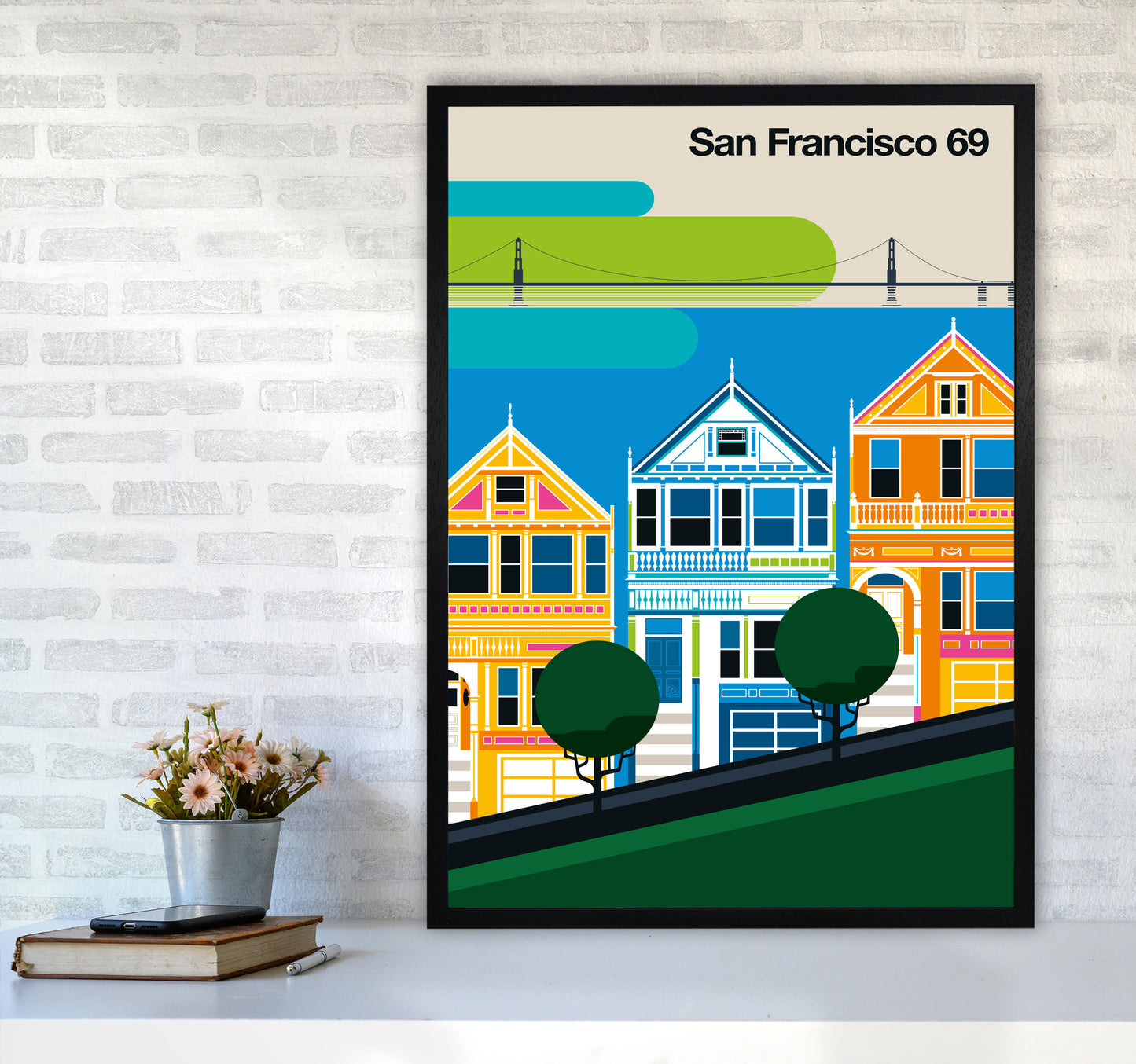 San Francisco 69 Art Print by Bo Lundberg A1 White Frame