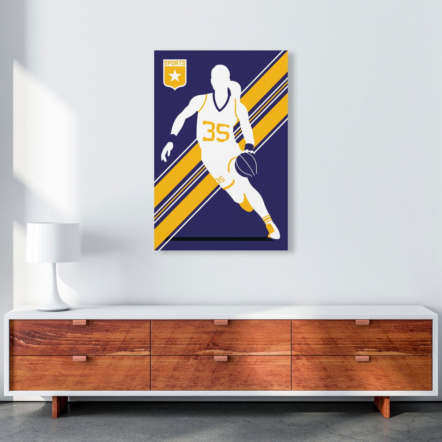 Basketball Blue Art Print by Bo Lundberg A1 Canvas
