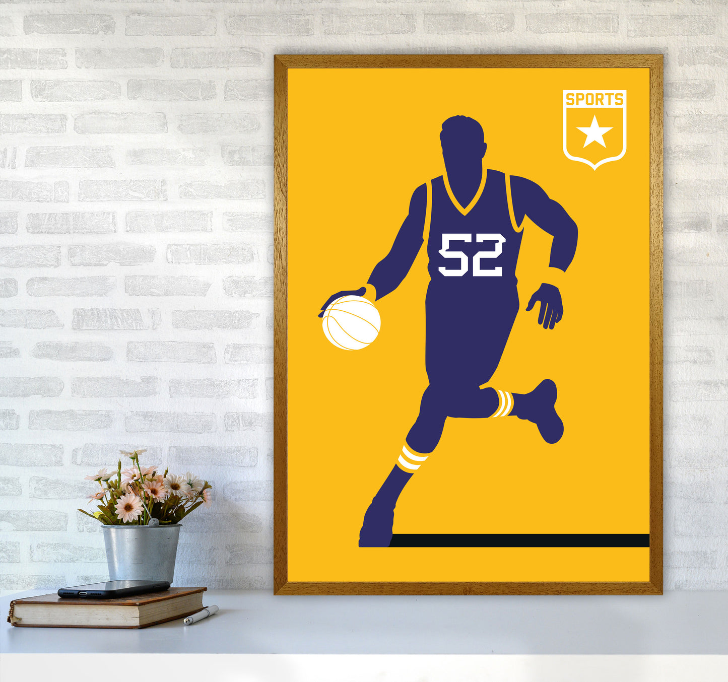 Basketball Yellow Art Print by Bo Lundberg A1 Print Only