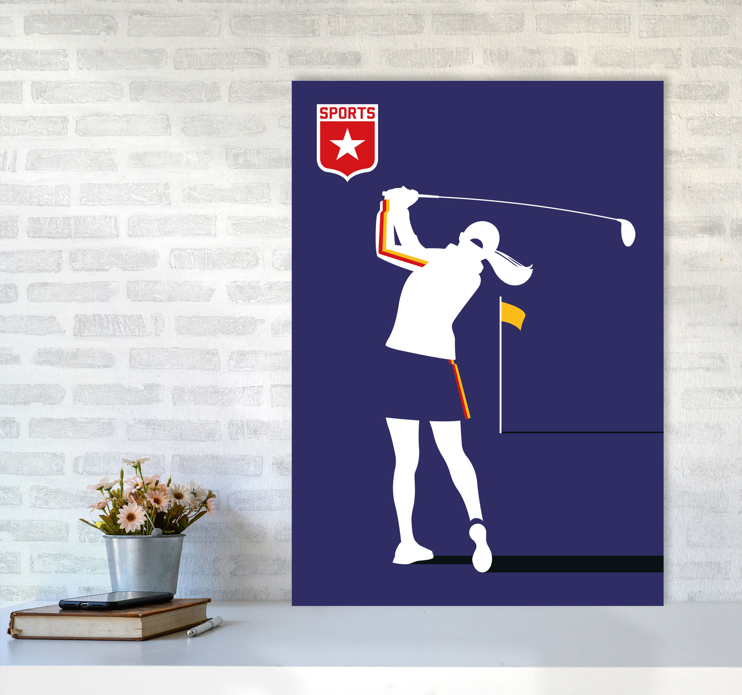 Golf Blue Art Print by Bo Lundberg A1 Black Frame