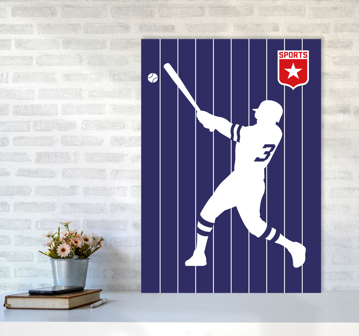 Baseball Art Print by Bo Lundberg A1 Black Frame