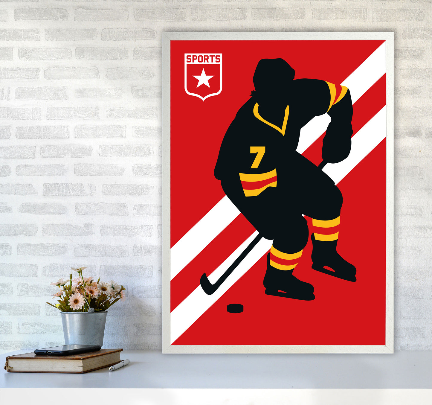Icehockey Art Print by Bo Lundberg A1 Oak Frame