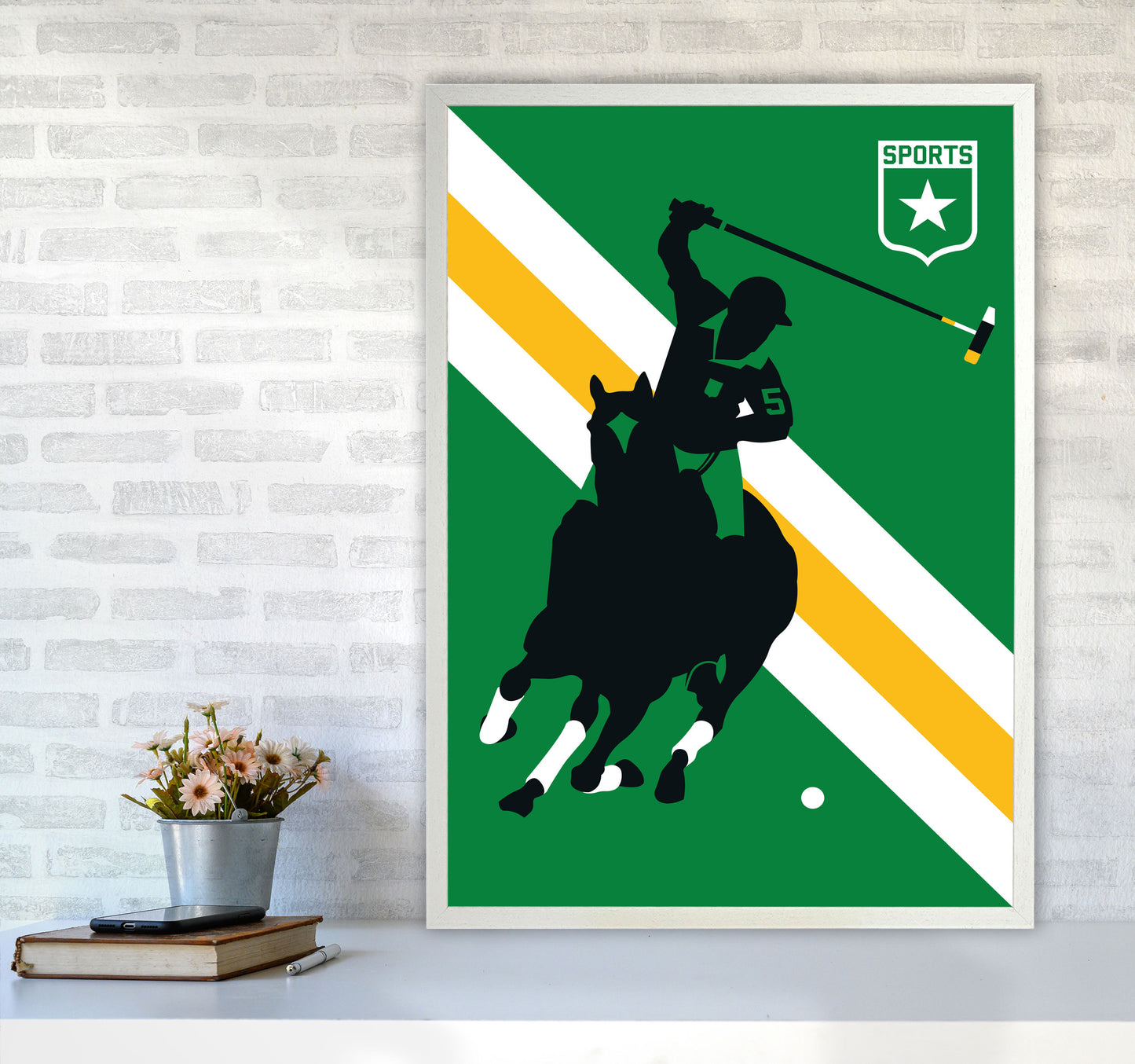 Polo Art Print by Bo Lundberg A1 Oak Frame