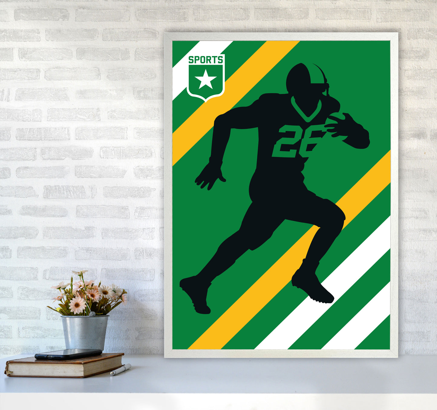 American Football Art Print by Bo Lundberg A1 Oak Frame
